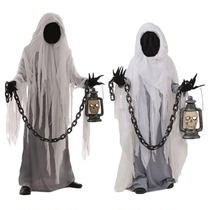 Ghost Festival Children Male White Funny Ghost Parent-Child Performance Costume Halloween COS Black Horror Death Clothes