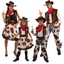 Childrens Day Stage Parent-Child Performance Costume Halloween Adult Men and Women cosplay American West Cowboy Clothes