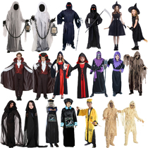 Halloween Adult male Grim Reaper vampire Horror Demon clothes Children COS Witch Funny ghost Parent-child outfit
