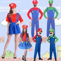 Childrens Day Parent-Child Performance Clothes Adult Men and Women cosplay Anime Mario Super Mary Clothes