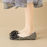 Обувь, туфли с бантиком, в стиле Шанель, мягкая подошва, большой размер