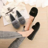 Женская зимняя плюс бархатная верхняя одежда. Популярные туфли 2024 года на толстой подошве из кроличьего эдамаме, туфли с хлопковыми совками, женская обувь больших размеров от 41 до 43.