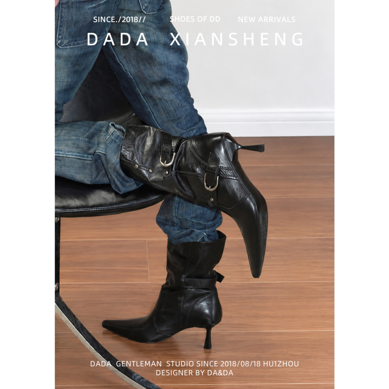 So Cool~ Pointed Toe Belt Buckle Short Boots for Women, Stiletto Heel Biker Boots, 2026 Autumn and Winter Slimming Versatile Fashion Boots for Women So Cool~ Pointed Toe Belt Buckle Short Boots for Women, Stiletto Heel Biker Boots, 2026 Autumn and Winter Slimming Versatile Fashion Boots for Women
