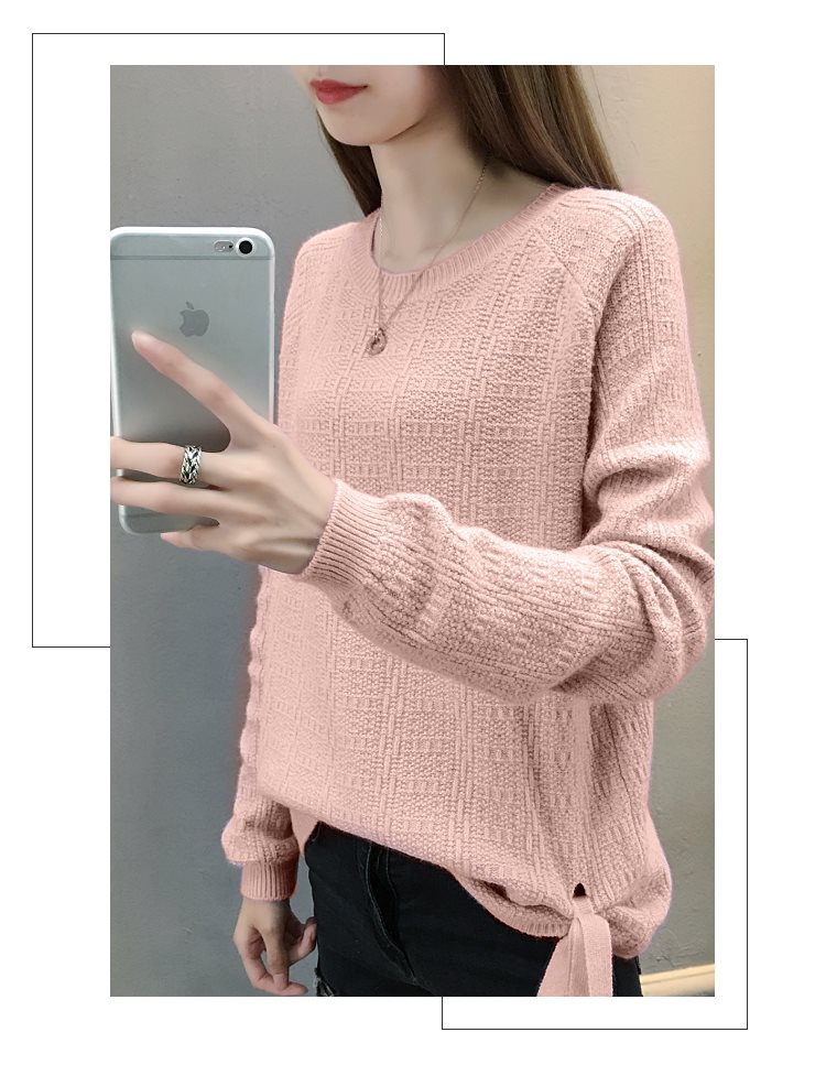 Áo len dài tay trùm đầu áo len rộng đoạn ngắn chạm đáy áo sơ mi cổ tròn áo xuân hè và mùa thu ren nữ khoác len cardigan