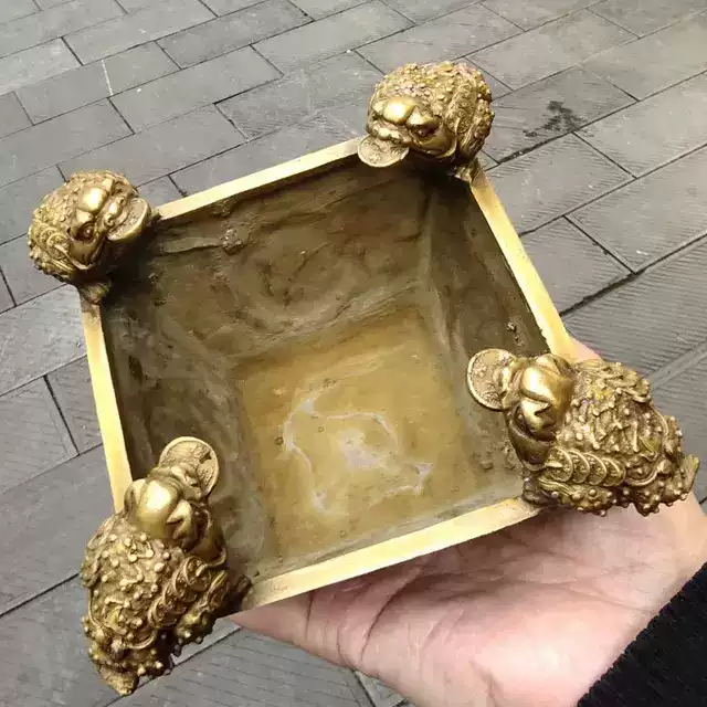 铜器 母子金蟾 轻奢 摆件 装飾品 工芸品 美術品 置物 金蟾铜斗纯铜摆件铜金蟾斗四方纳财日进