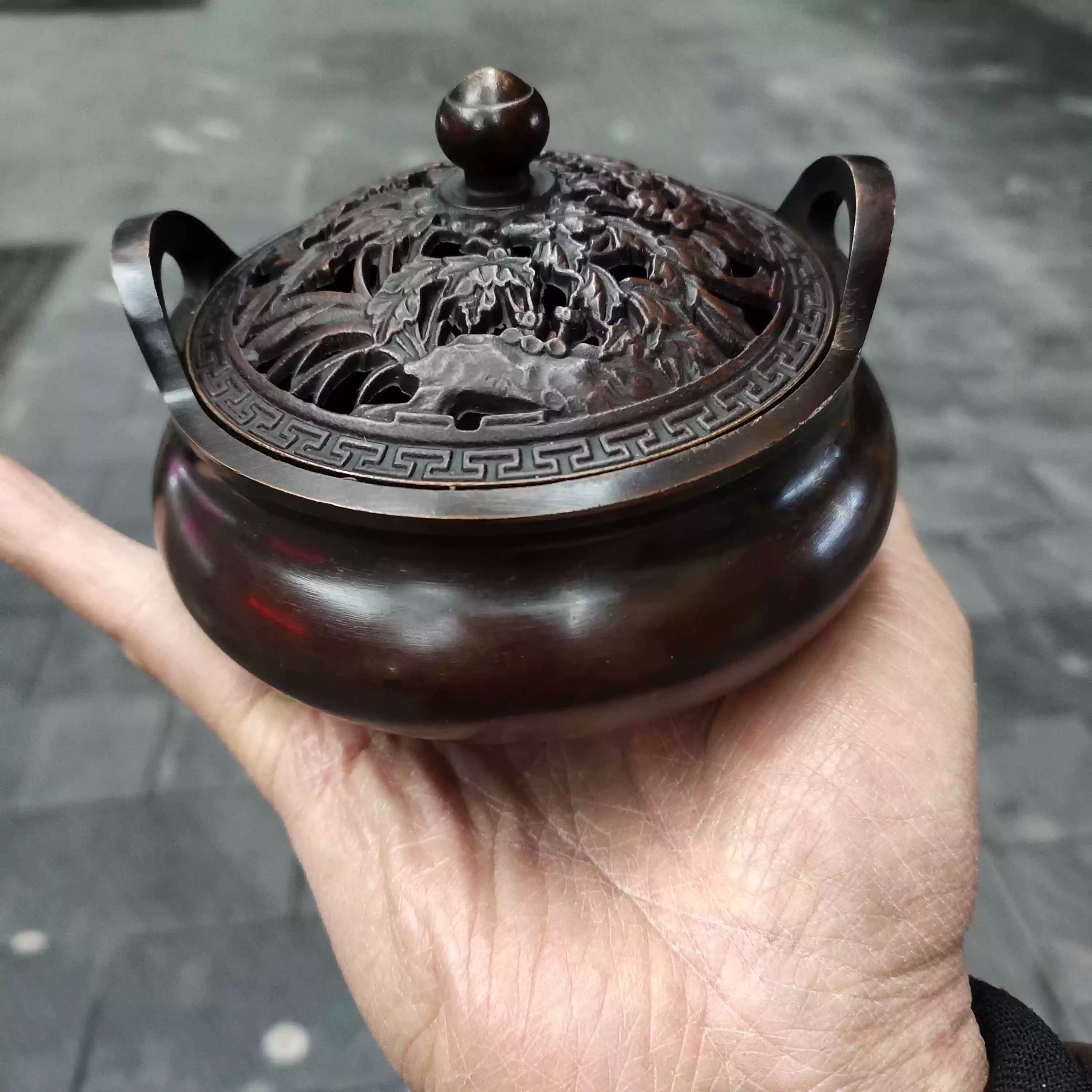 古玩铜器收藏仿古纯铜大明宣德年制宣德炉香薰炉檀香炉家用线香炉-淘宝