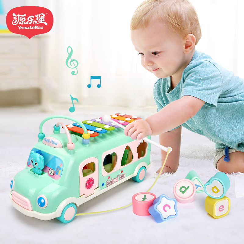 Baby boy's hands Knocks the versatile baby male and female music puzzle Percussion Toy Car Two-in-one