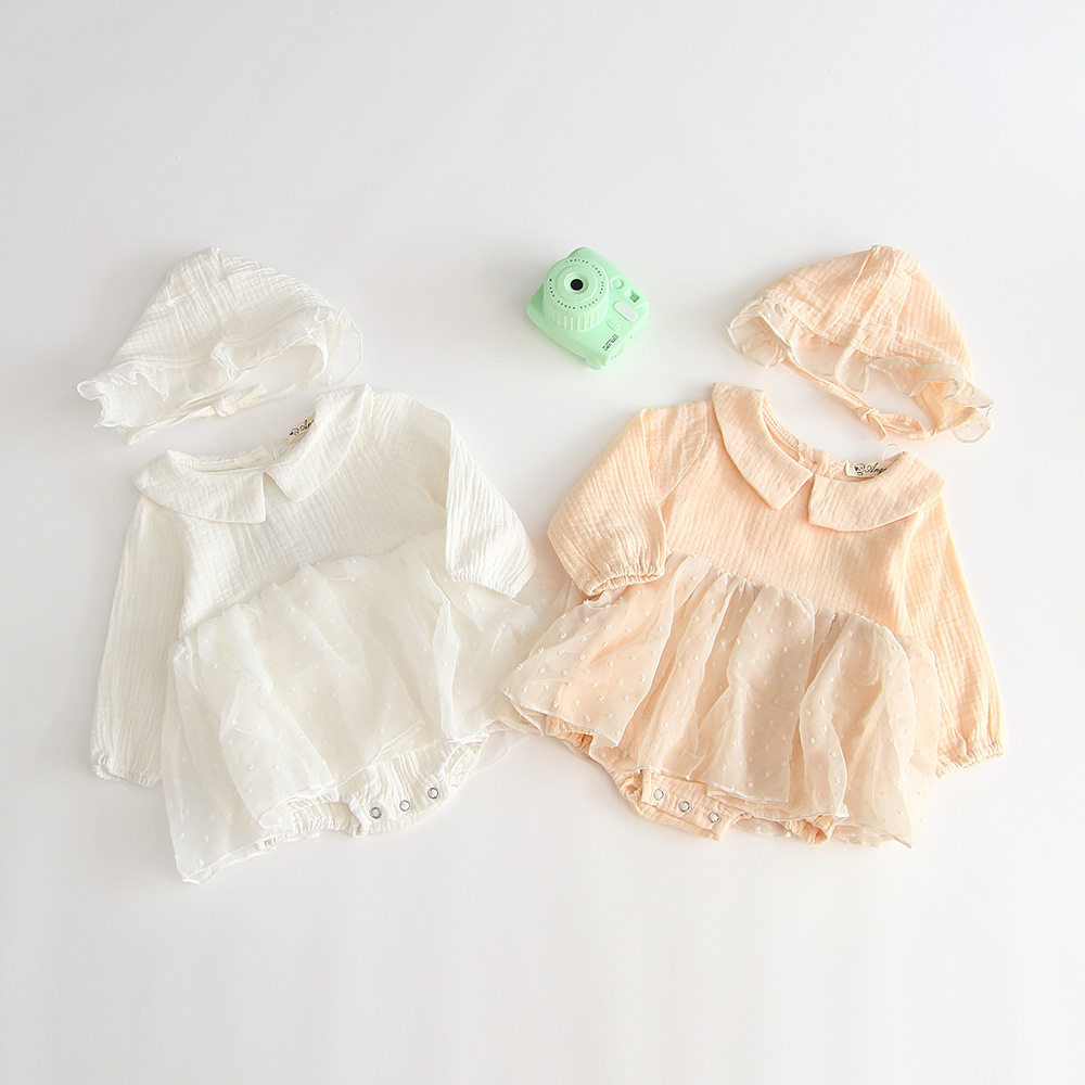 Spring and autumn clothes baby baby Even outsuit wearing newborn baby princess triangle bag fart clothes full moon clothes for 03-6 months