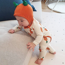 ins spring and autumn baby home clothing baby bag butt triangle halter suit baby cotton pajamas