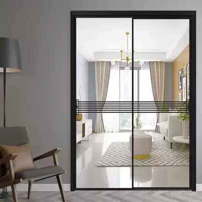 Customized kitchen balcony sliding door Titanium magnesium alloy sliding door Net red Changhong glass three linkage crane PT folding