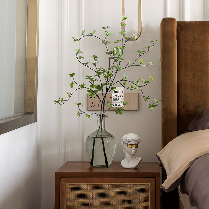 Simulation Flower Indoor Living Room Bedroom Desktop Green Planting Hanging Bell Horse Drunken Wood Fake Flowers Nordic Light Lavish Style Branch Pendulum