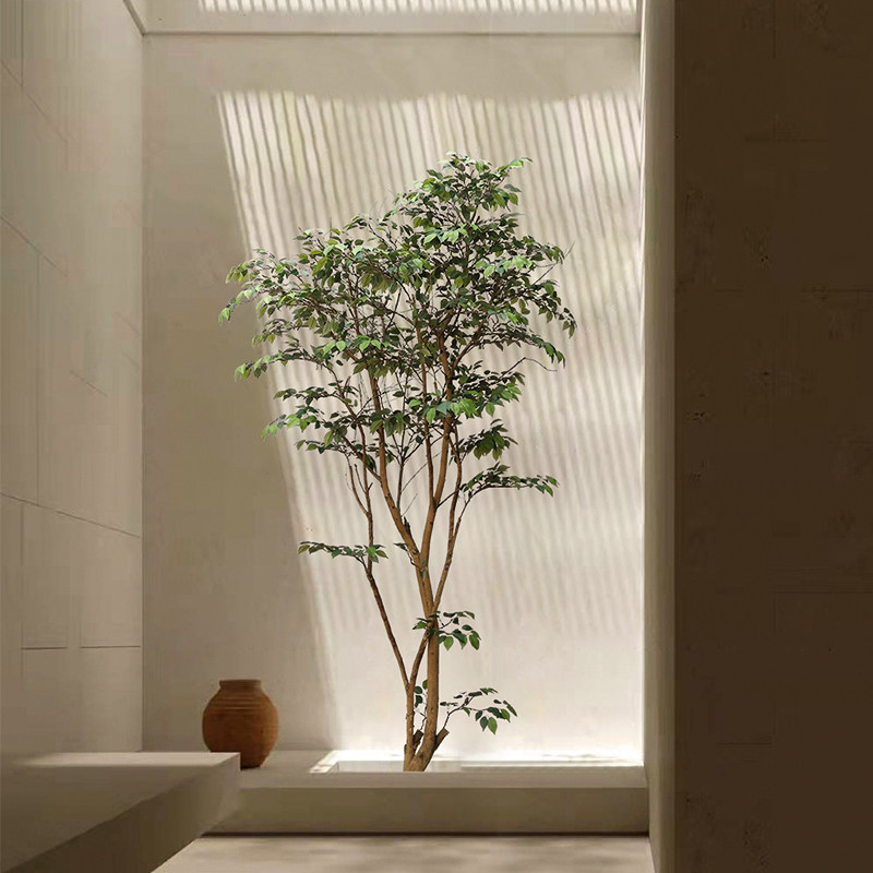 Simulation Tree Fake Tree Bionic Green Planting Fake Flowers Indoor Living Room Floor Potted Plant Pendulum Pieces Silent Nordic Wind Large Plants