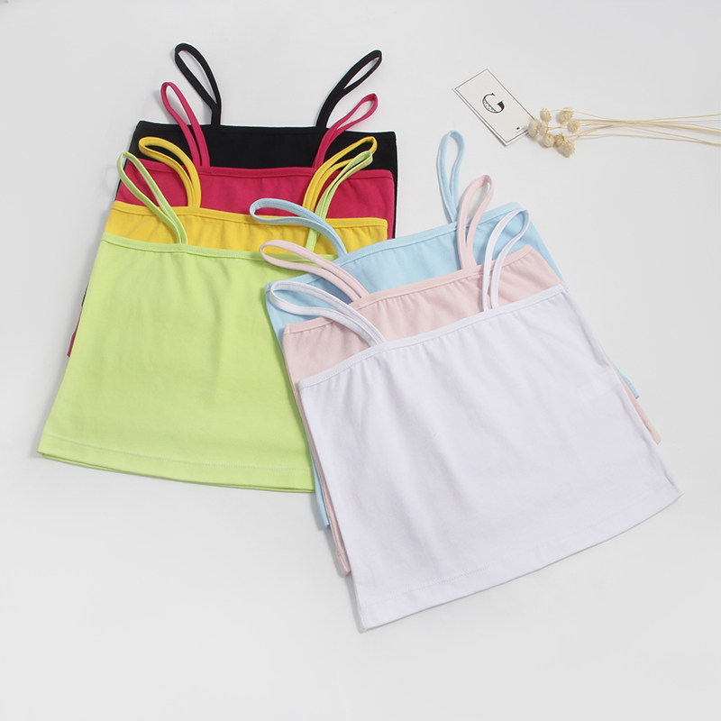 Girls suspender small vest Primary school girl treasure thin section pure cotton dancing base outside wearing large children's clothing tops summer