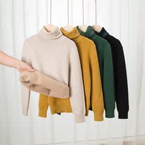 Childrens integrated fluff clothes boy Cavelvet thickened Winter girl High collar water mink cashmere hoodie jersey undershirt