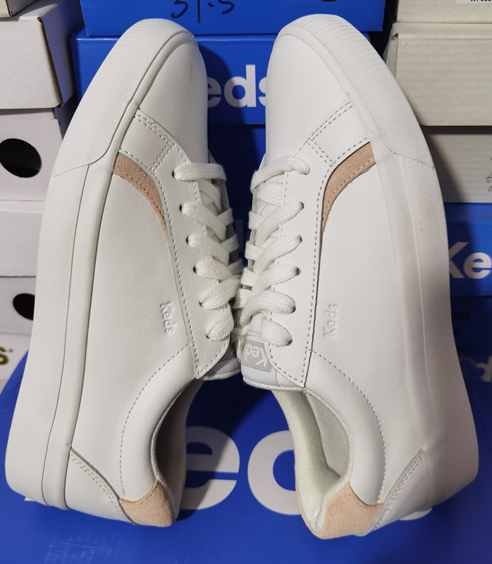 Keds White Genuine Leather Sneakers Women's Flat Casual Shoes Versatile Sports Shoes