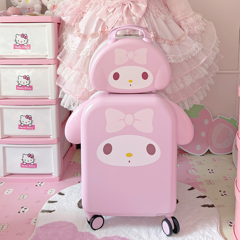 Melody Suitcase for Women, New Cute Cartoon Design, 20inch Carry-On Luggage, Cute Trolley Password Box, 24inch