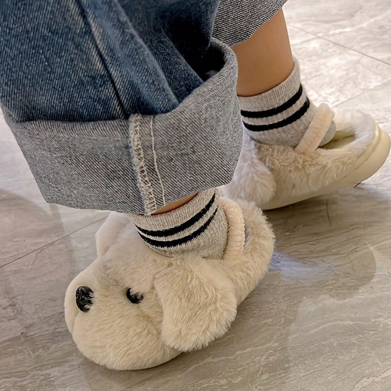 Puppy Children's Cotton Slippers for Autumn and Winter, Boys and Girls Aged One and a Half, Warm, Non-Slip, Indoor Home Use, Infants and Toddlers