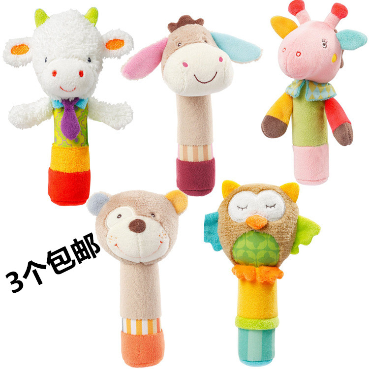 High quality hand rattles to soothe animal BB stick baby baby doll toy newborn owl