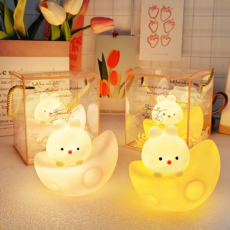 New Moon Rabbit Night Light Bedroom Cute Atmosphere Lamp Birthday Gift for Women New Year Creative Gift Souvenir New Moon Rabbit Night Light Bedroom Cute Atmosphere Lamp Birthday Gift for Women New Year Creative Gift Souvenir