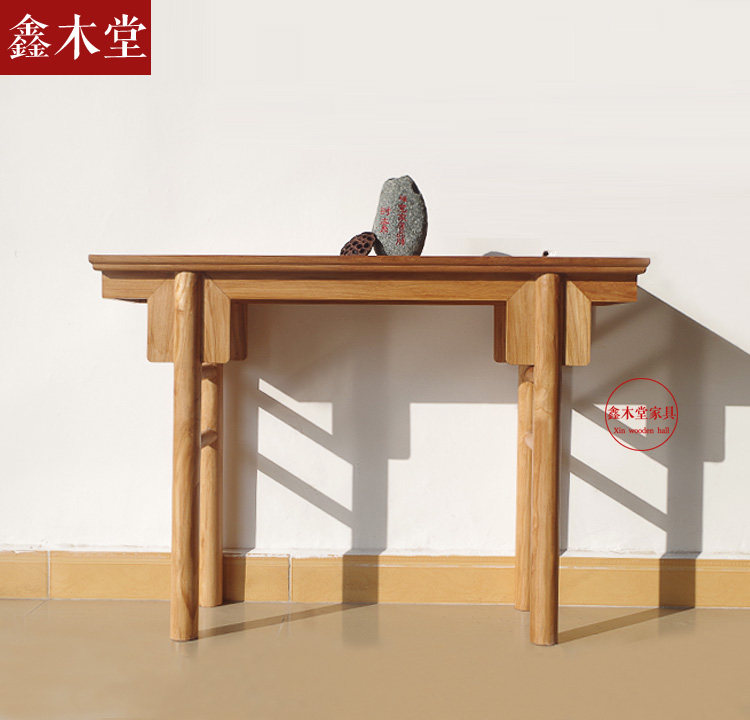 Old elm paint-free Chinese style porch table solid wood simple flat headline case for table antique Zen table table tea house furniture