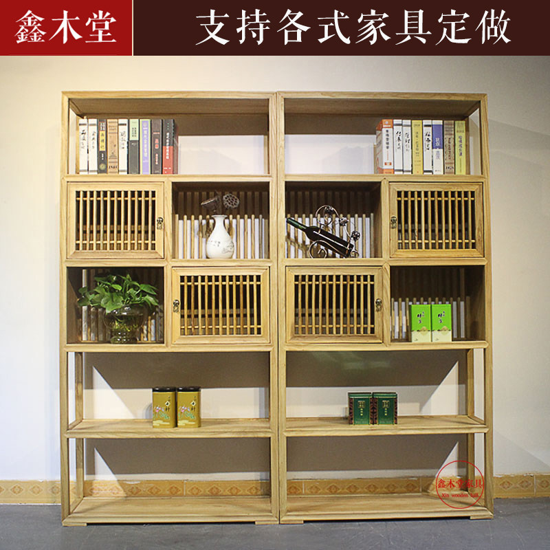 Chinese style bookcase bookcase solid wood disposal brief modern living room Xuanguan partition cabinet Laoyu wood tea cabinet Bogu frame 