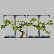 New Chinese living room porch green wall wall hanging rectangular decorative pendant office wall welcoming pine hanging