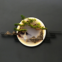 Sofa living room circular decorative painting porch background wall mountain wall hanging simulation loose ring luminous large pendant Chinese style