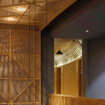 Customized high-end hand hollow bamboo mesh mesh tearoom restaurant smallpox ceiling screen decoration decoration