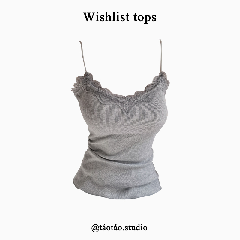 Escape LAOSHU Lace Spliced V Neck Camisole Women's Summer New Style Waist Slim Easiest for Match Sexy Top Escape LAOSHU Lace Spliced V Neck Camisole Women's Summer New Style Waist Slim Easiest for Match Sexy Top
