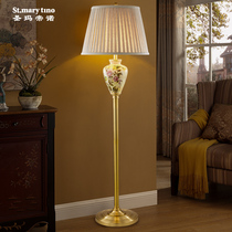 American ceramic all copper floor lamp living room villa light luxury sofa bedside bedroom warm luxury floor lamp retro