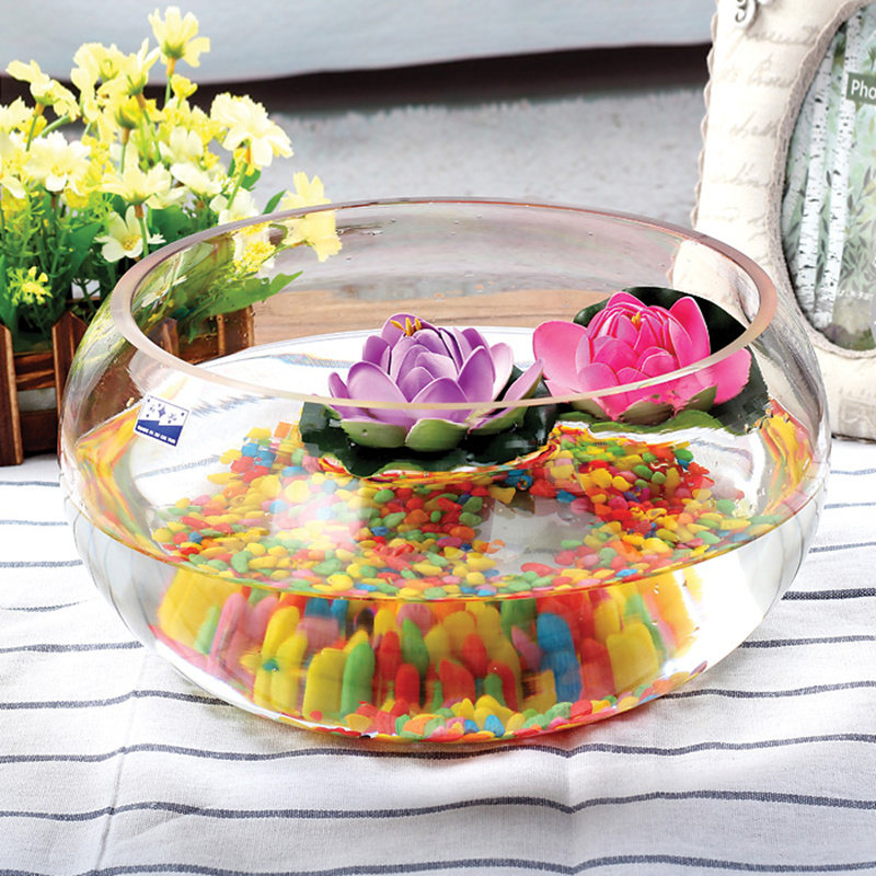 Creative desktop fish tank ecological round glass goldfish tank turtle tank mini small landscaping household aquarium