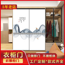  Wardrobe door custom-made red wear-resistant sliding door push-pull blister white door Minimalist Chinese aluminum alloy light luxury European style