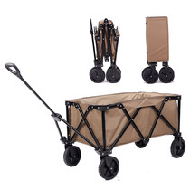 Outdoor four-wheel camping trailer folding shopping cart portable shopping cart fishing handcart camp cart trolley