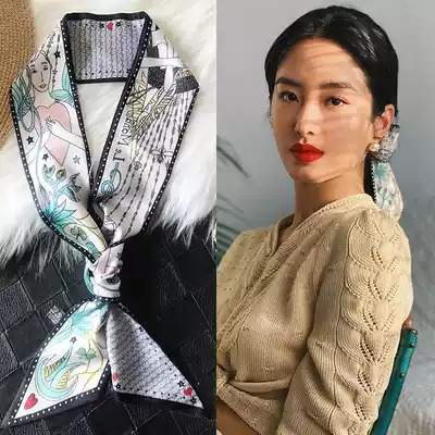 Japanese silk scarf long scarf female spring and autumn thin Joker thin ribbon silk scarf long square scarf