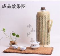 Bamboo hot water bottle nostalgic water bottle retro warm water bottle old-fashioned glass liner thermos bottle household small warm pot