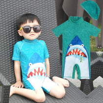 New childrens swimsuit Cute shark one-piece swimsuit mens middle and small children baby baby hot spring sunscreen quick-drying swimsuit