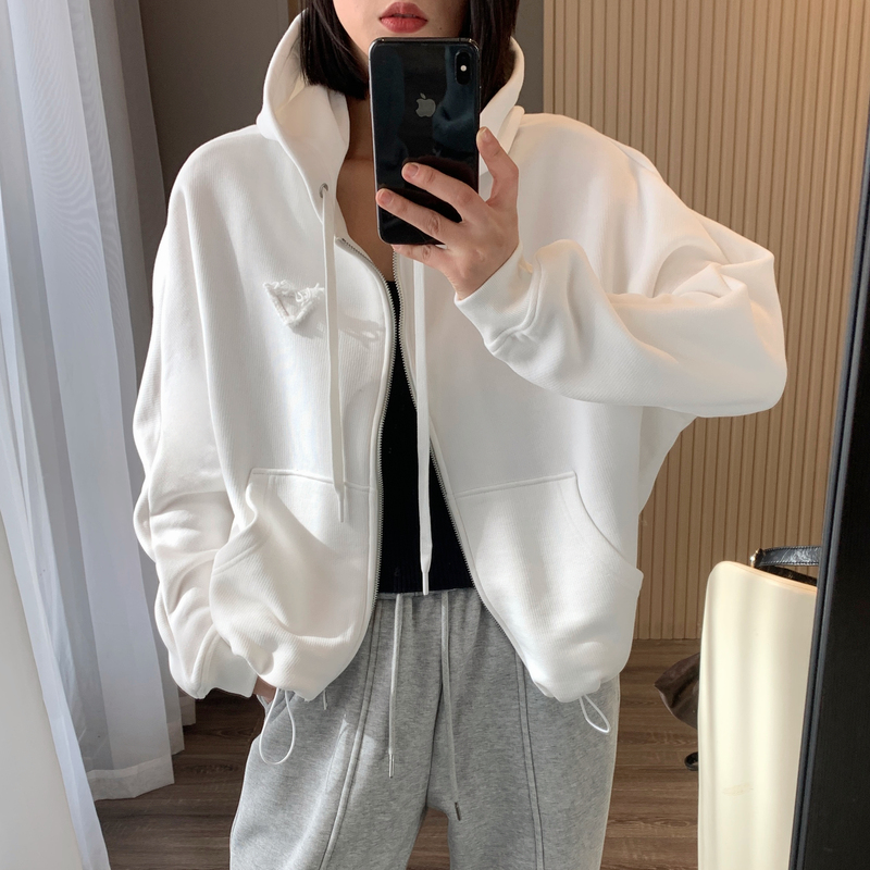 Faer Gold Wardrobe Niche Designer 2026 Minimalist Style High-Weight Loose Hooded Zipper Sweatshirt Jacket for Women