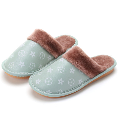 冬季家居北欧风防滑静音皮拖鞋