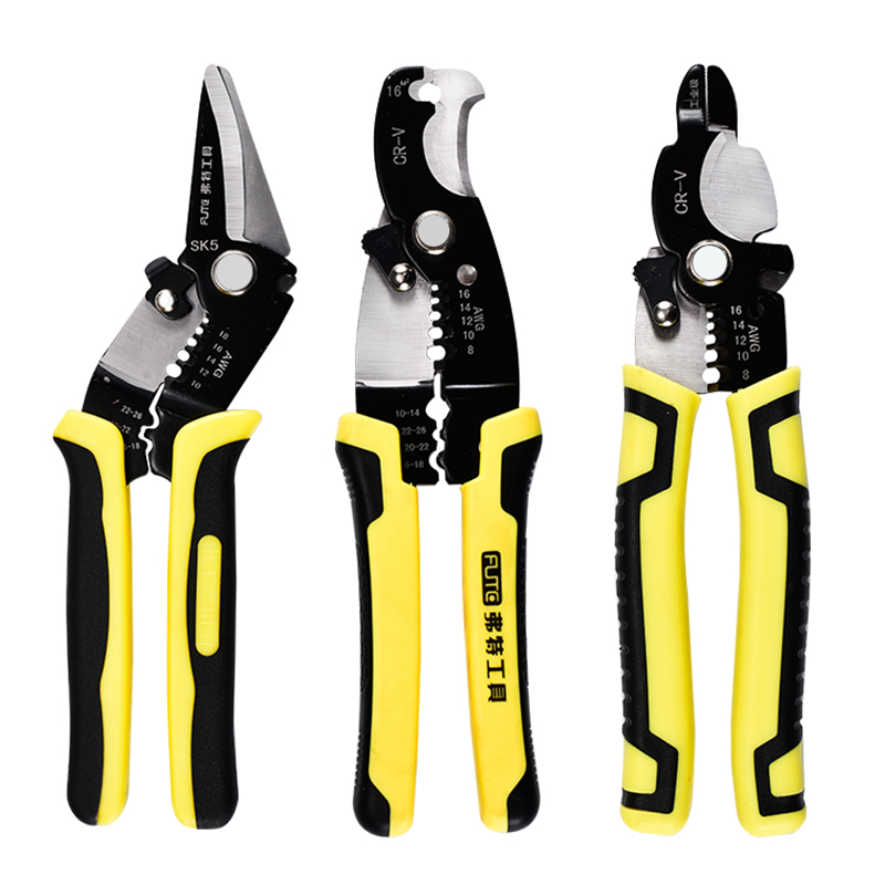 Fte multifunctional peeling wire stripper wire crimping cable paring four-in-one electrician cut peeling wire pliers manual tool
