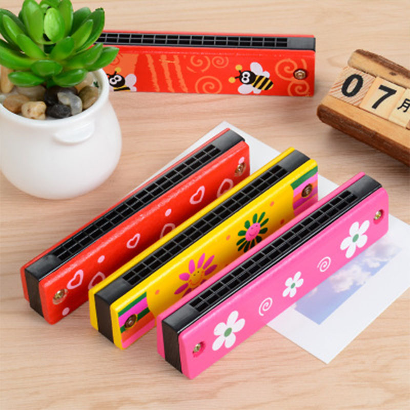 L Special Wooden harmonica children 16 double row children's enlightenment instrument teaching tools wooden harmonica toys