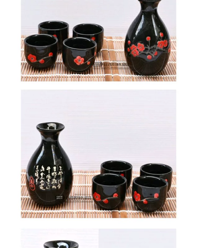 Bộ đồ ăn gốm sứ Nhật Bản / phong cách Nhật Bản và bình hông / ly rượu vang / bộ rượu sake Nhật Bản bộ rượu vang / nhiều loại mận vẽ tay - Rượu vang