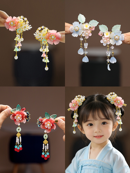 Mid-Autumn Festival Hanfu Hair Accessories for Babies, Chinese Style Super Fairy Butterfly Hair Clips for Little Girls, Ancient Style Super Fairy Hair Clips for Children, Ming Dynasty Style