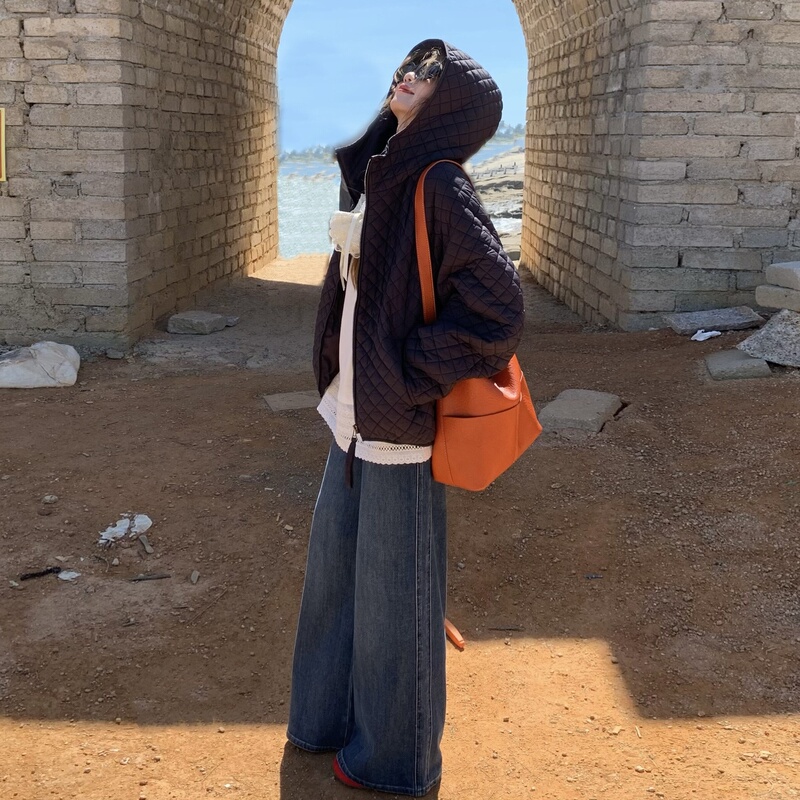 New Quilted Hooded Thin Cotton Jacket for Women, Spring Lightweight Short Padded Jacket for Petite Women, Winter Padded Coat