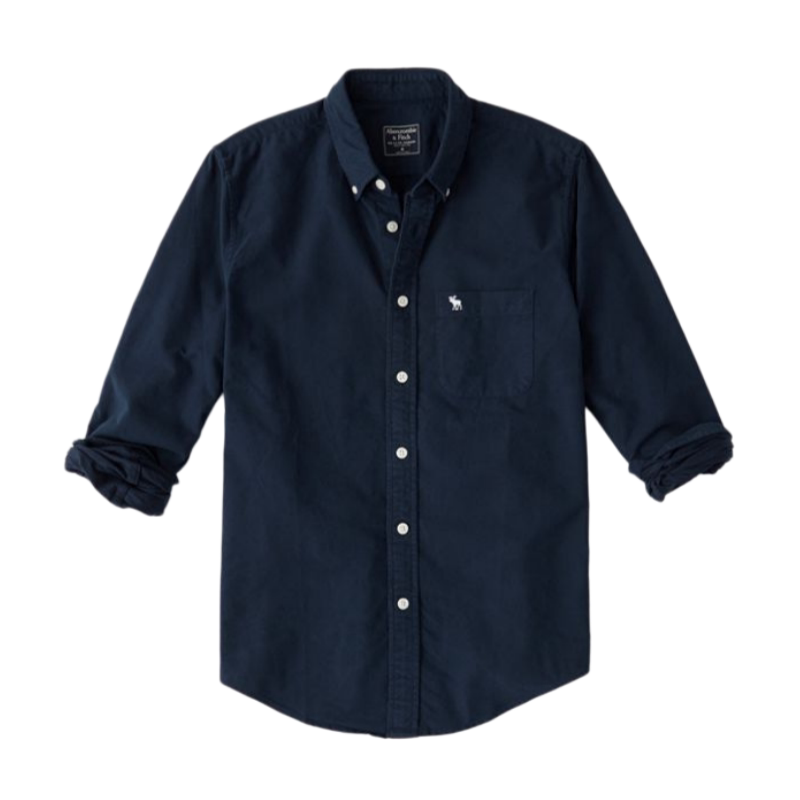 Abercrombie&Fitch Men's Oxford Long-Sleeved Shirt Af Business Casual Pure Cotton Stand Collar Pure Color Trendy Abercrombie&Fitch Men's Oxford Long-Sleeved Shirt Af Business Casual Pure Cotton Stand Collar Pure Color Trendy
