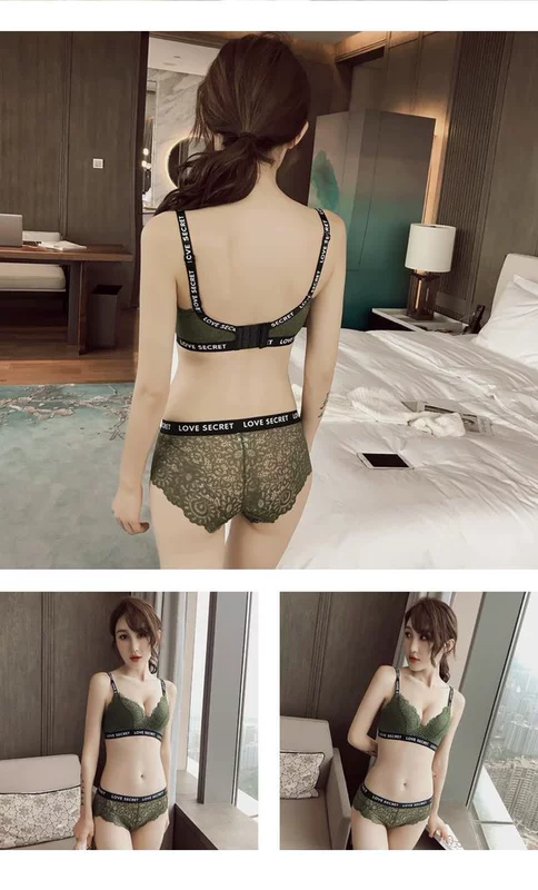 Urban Sexy Lace Letters Shoulder Shoulder Comfort Gathered Bra Thicken Side Collection Bộ đồ lót sữa
