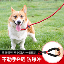 Dog P Chain Traction Rope Without Leash Walking Dog Rope P Character Explosion Prevention Training Small Mid Sized Canine Teddy Cofund Hair