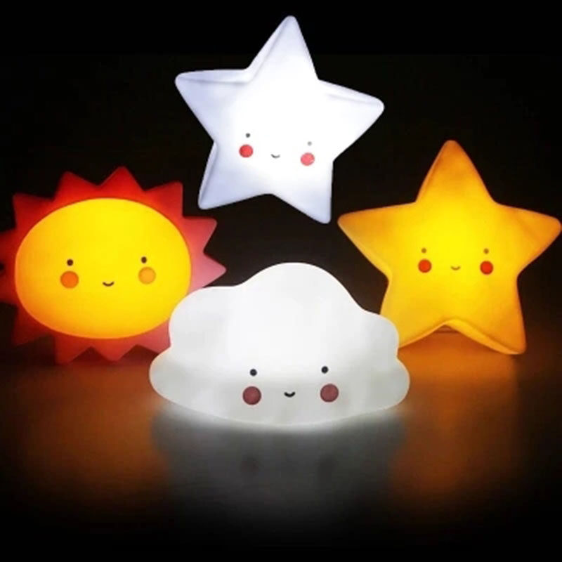ins small night light stars moon sun white clouds phoenix pears smiling face teenage girl hearts bed headlights dream accompanied by sleep laces