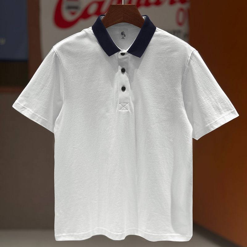American-Style Thick 320g Heavy-Duty Polo Shirt, Color-Blocked Lapel, Summer Pure Cotton Loose Short-Sleeve T-Shirt, Drop Shoulder Half-Sleeve for Men American-Style Thick 320g Heavy-Duty Polo Shirt, Color-Blocked Lapel, Summer Pure Cotton Loose Short-Sleeve T-Shirt, Drop Shoulder Half-Sleeve for Men