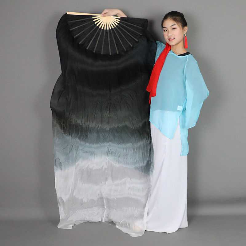 Water Melantin silk fan long silk fan long fan classical dance ink fan left finger moon like smoke and willing dance