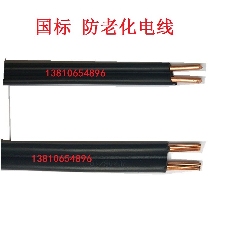 Copper core anti-aging 2X10 square flame retardant 2-core power cord Wind and rain line Household line Pure copper national standard outdoor line